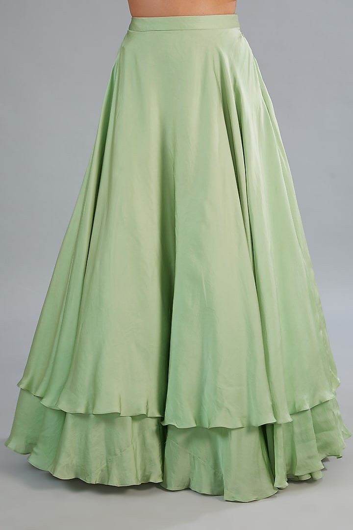 Mint Green Art Satin Organza Wedding Lehenga Set by COUTURE BY NIHARIKA at Pernia's Pop Up Shop