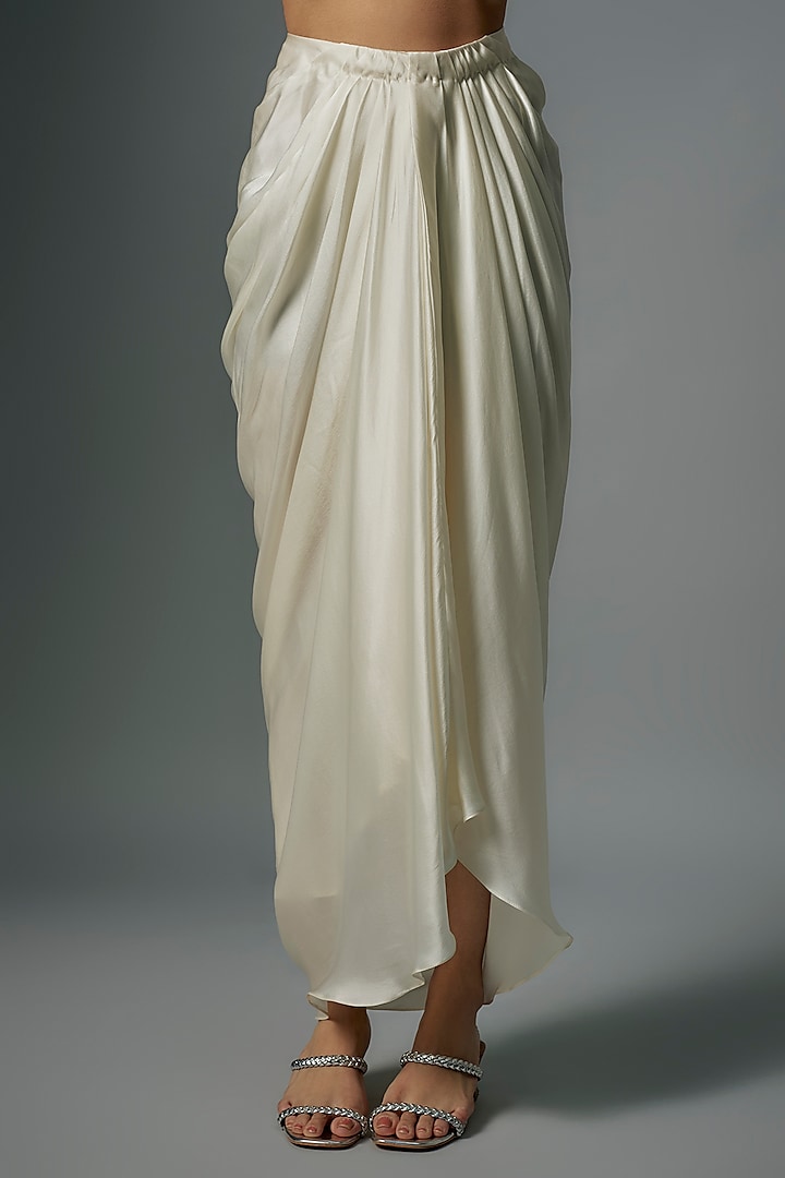 Ivory Organza & Satin Embroidered Jacket Set by COUTURE BY NIHARIKA at Pernia's Pop Up Shop