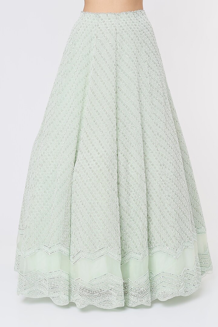 Mint Green Embroidered Bridal Lehenga Set by COUTURE BY NIHARIKA at Pernia's Pop Up Shop