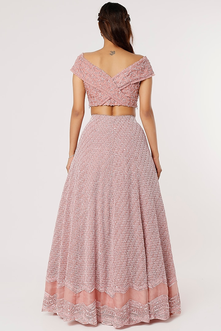 Blush Pink Embroidered Bridal Lehenga Set by COUTURE BY NIHARIKA at Pernia's Pop Up Shop