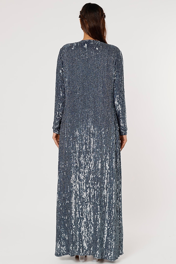 Cobalt Blue Embroidered Jacket Set by COUTURE BY NIHARIKA at Pernia's Pop Up Shop