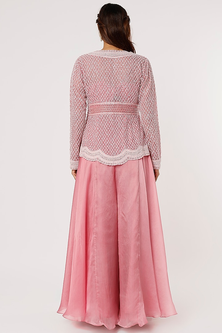 Blush Pink Embroidered Jacket Set by COUTURE BY NIHARIKA at Pernia's Pop Up Shop