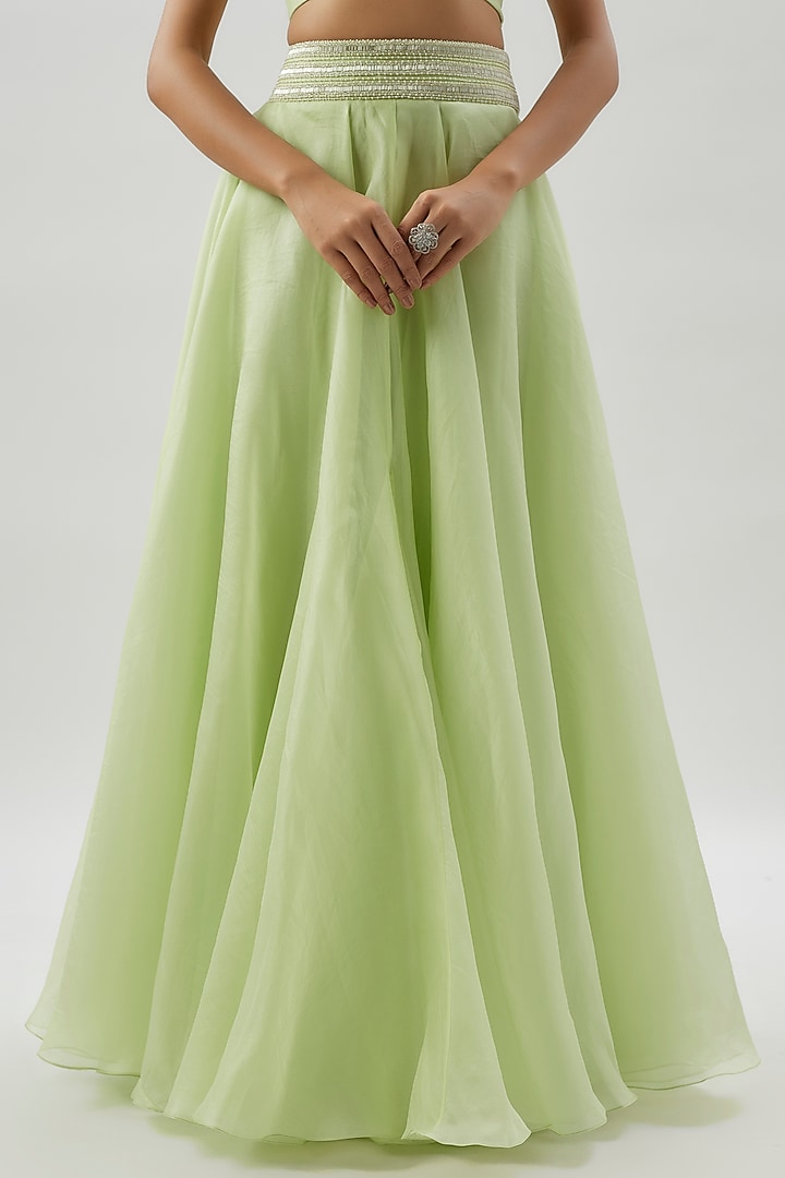Mint Organza Embroidered Cape Set by COUTURE BY NIHARIKA at Pernia's Pop Up Shop