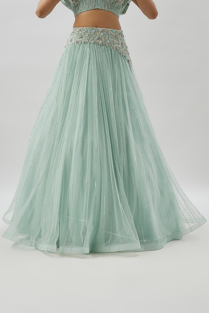 Powder Blue Taiwan Net Skirt Set by COUTURE BY NIHARIKA at Pernia's Pop Up Shop