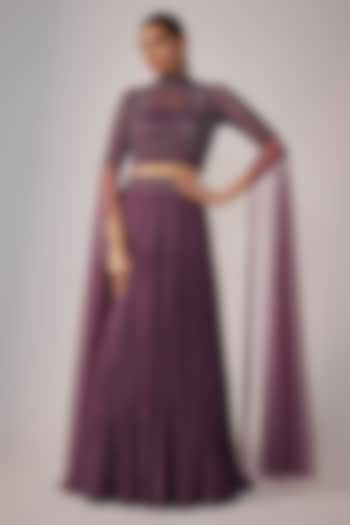 Dusty Purple Net & Viscose Wedding Lehenga Set by COUTURE BY NIHARIKA at Pernia's Pop Up Shop