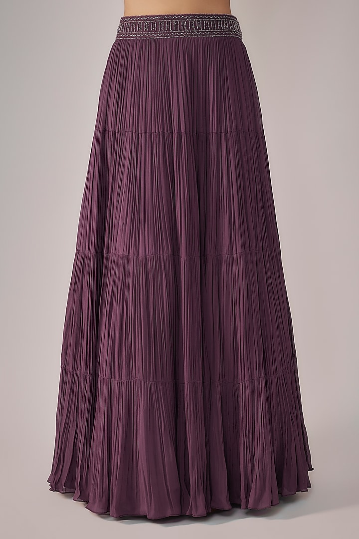 Dusty Purple Net & Viscose Wedding Lehenga Set by COUTURE BY NIHARIKA at Pernia's Pop Up Shop