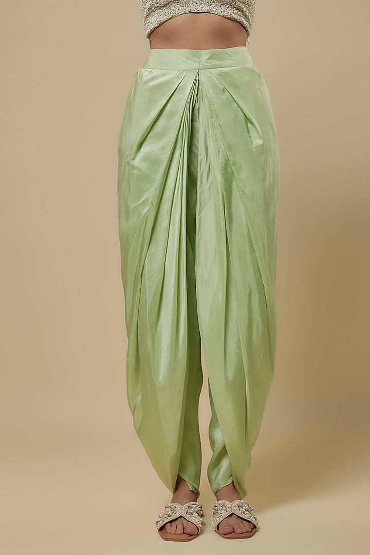 Mint Organza & Habutai Silk Embroidered Jacket Set by COUTURE BY NIHARIKA at Pernia's Pop Up Shop