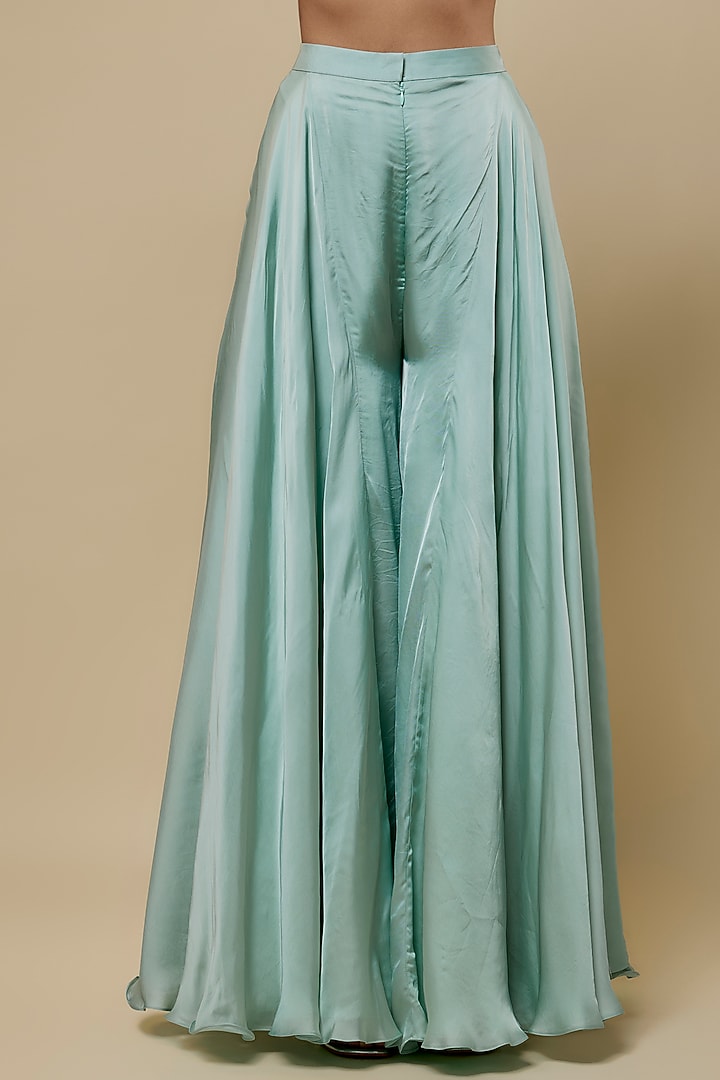 Powder Blue Organza Pearl Embroidered Jacket Set by COUTURE BY NIHARIKA at Pernia's Pop Up Shop