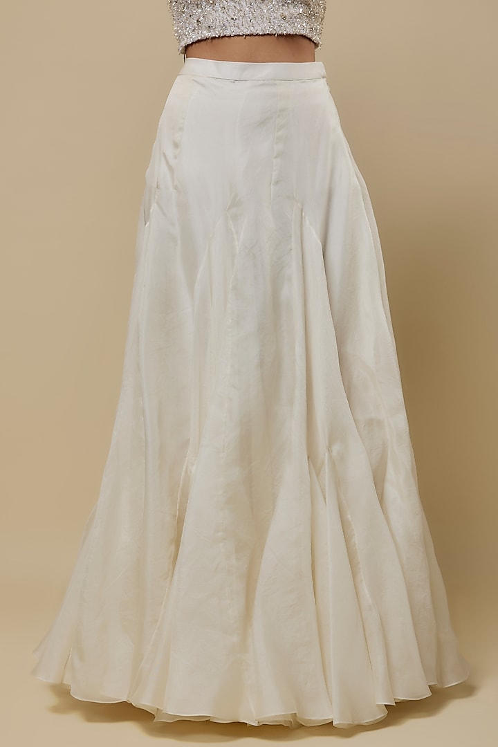 Ivory Organza & Net Embroidered Jacket Set by COUTURE BY NIHARIKA at Pernia's Pop Up Shop