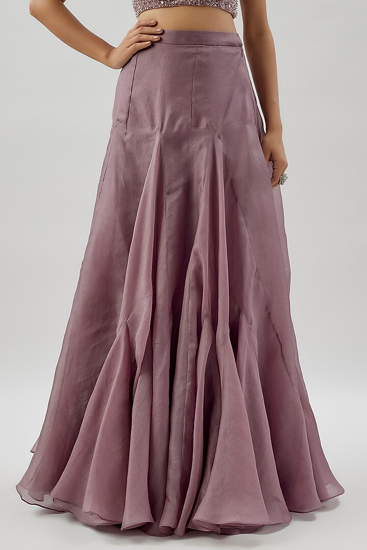 Dusty Purple Organza & Net Embroidered Jacket Set by COUTURE BY NIHARIKA at Pernia's Pop Up Shop
