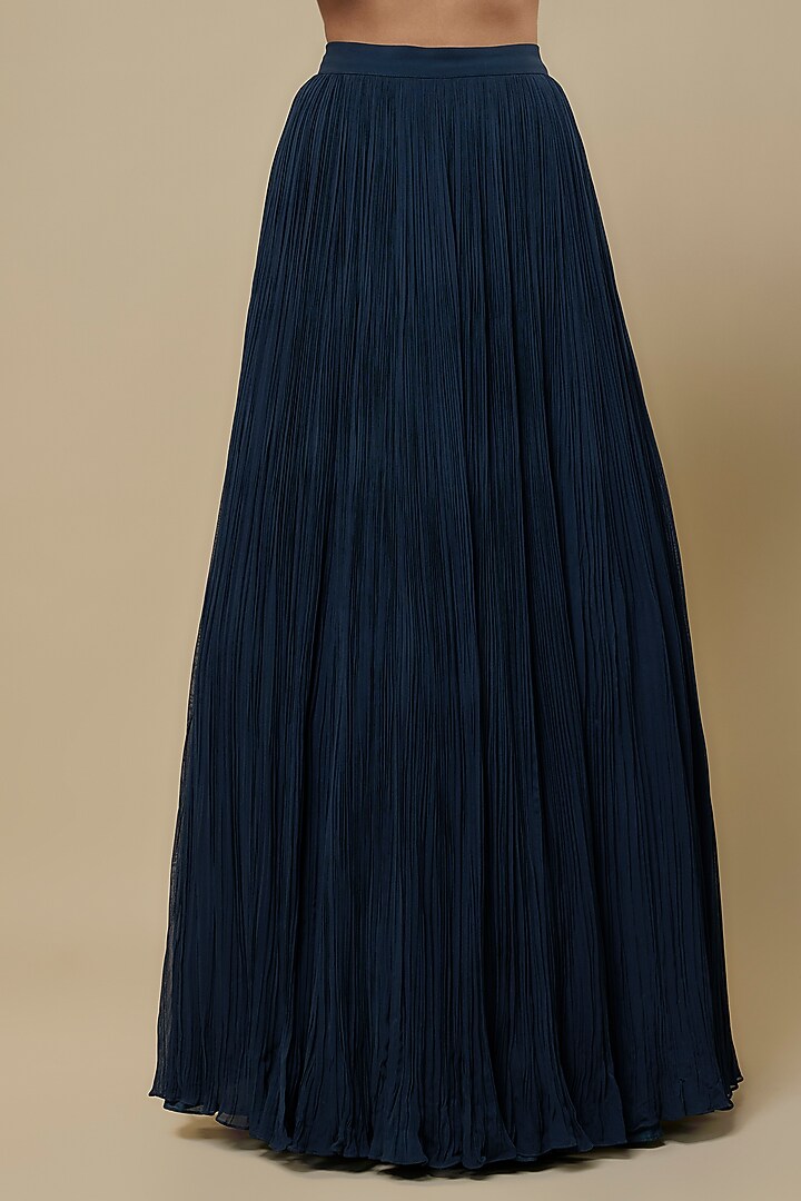 Navy Blue Chiffon Skirt Set by COUTURE BY NIHARIKA at Pernia's Pop Up Shop