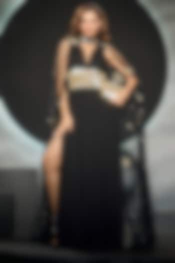 Black Chiffon Wedding Gown by COUTURE BY NIHARIKA at Pernia's Pop Up Shop