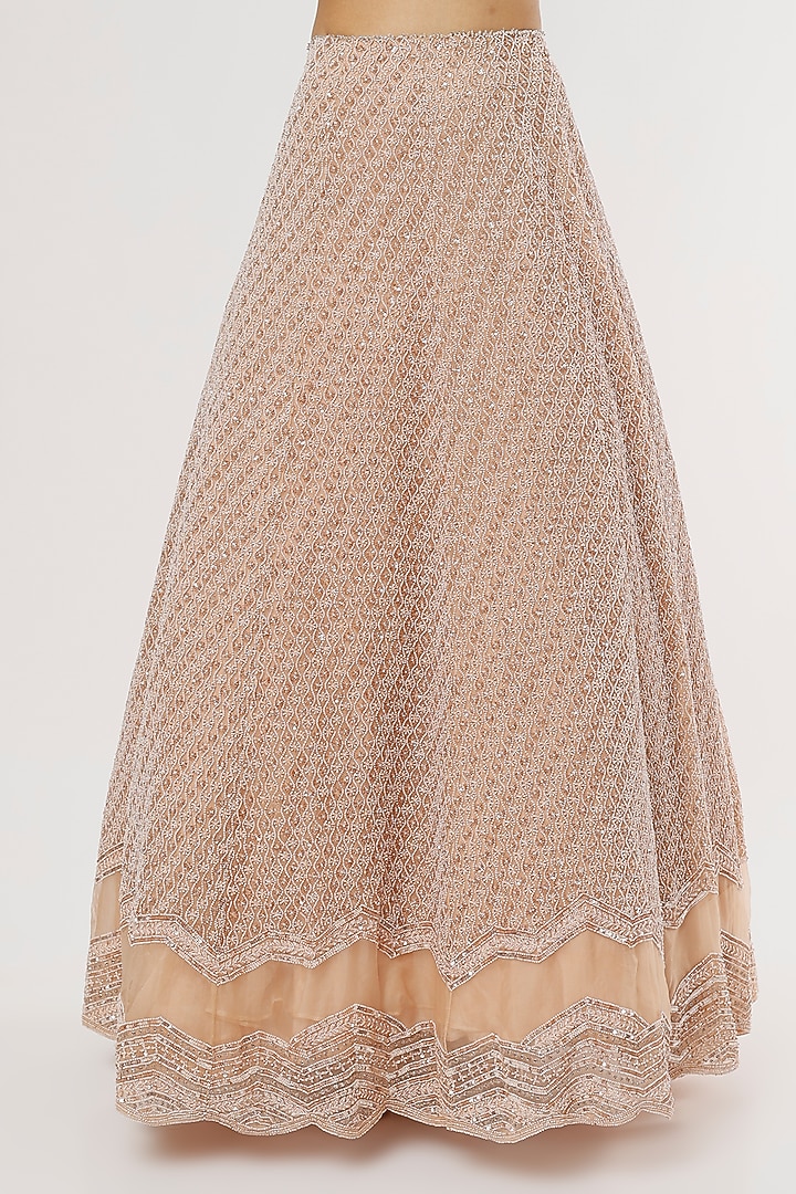 Peach Embroidered Bridal Lehenga Set by COUTURE BY NIHARIKA at Pernia's Pop Up Shop