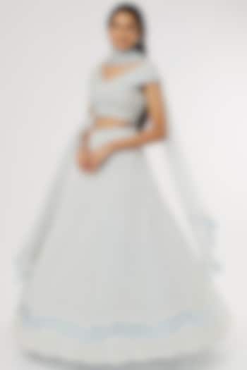 Sky Blue Embroidered Bridal Lehenga Set by COUTURE BY NIHARIKA at Pernia's Pop Up Shop