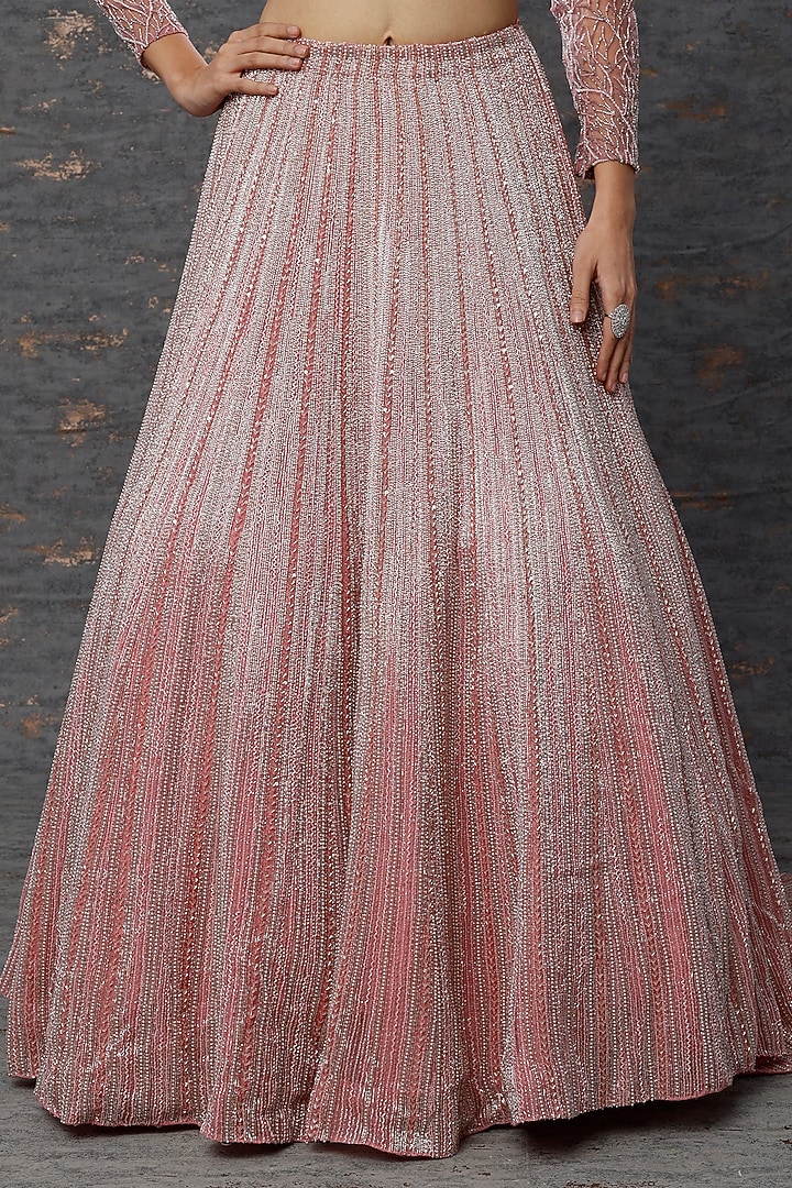 Blush Pink Embroidered Bridal Lehenga Set by COUTURE BY NIHARIKA at Pernia's Pop Up Shop