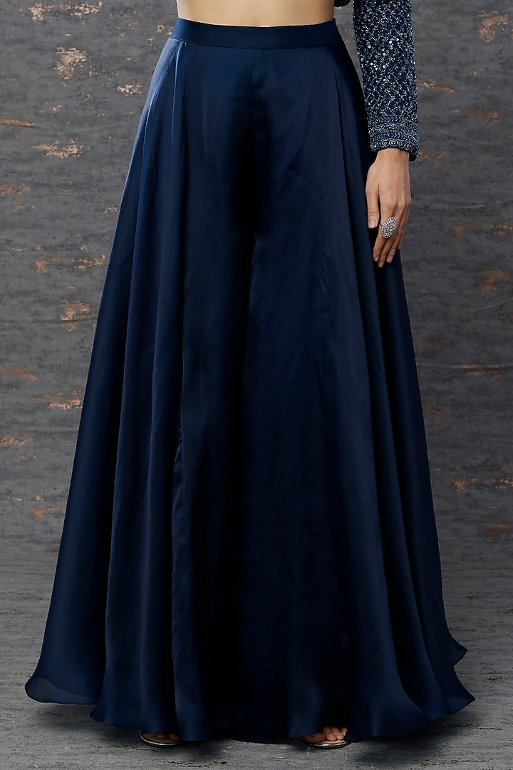 Cobalt Blue Embroidered Jacket Set by COUTURE BY NIHARIKA at Pernia's Pop Up Shop