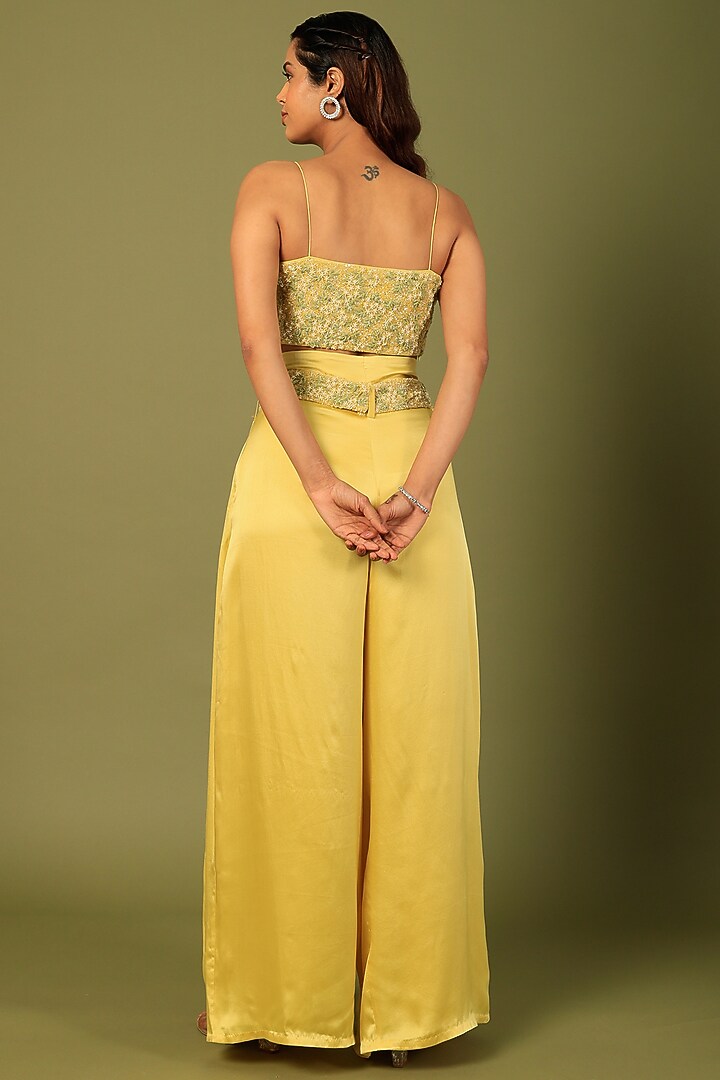 Yellow Organza & Silk Palazzo Pant Set by COUTURE BY NIHARIKA at Pernia's Pop Up Shop