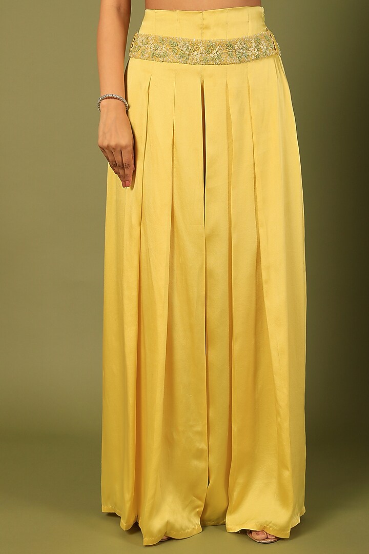 Yellow Organza & Silk Palazzo Pant Set by COUTURE BY NIHARIKA at Pernia's Pop Up Shop