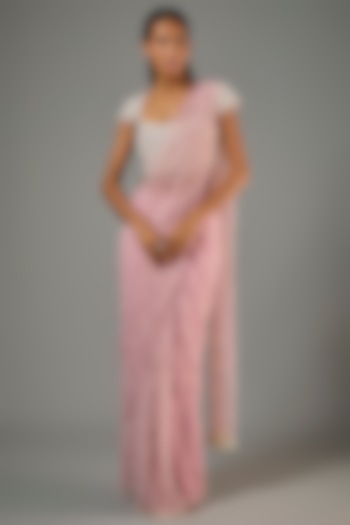 Lavender Organza & Net Wedding Saree Set by COUTURE BY NIHARIKA at Pernia's Pop Up Shop