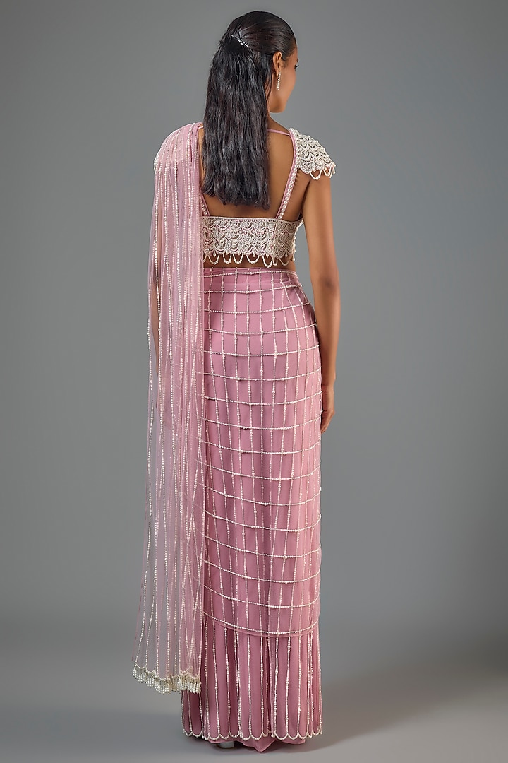 Lavender Organza & Net Wedding Saree Set by COUTURE BY NIHARIKA at Pernia's Pop Up Shop