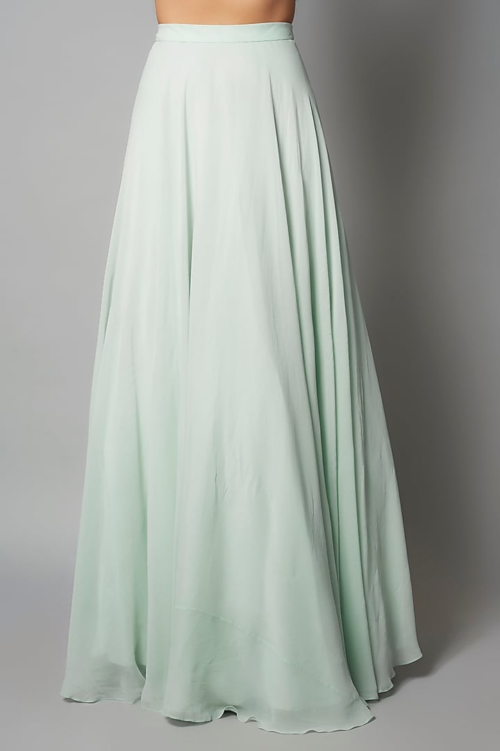 Powder Blue Viscose Georgette Skirt Set by COUTURE BY NIHARIKA at Pernia's Pop Up Shop