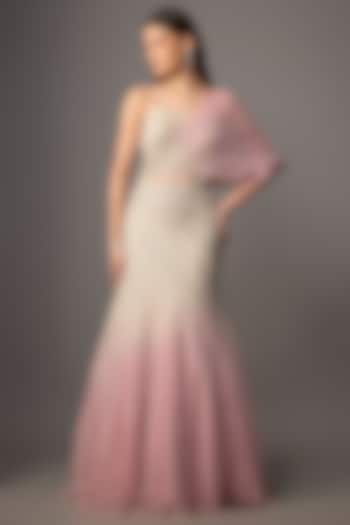 Silver & Lavender Net Hand Embroidered Bridal Lehenga Set by COUTURE BY NIHARIKA at Pernia's Pop Up Shop