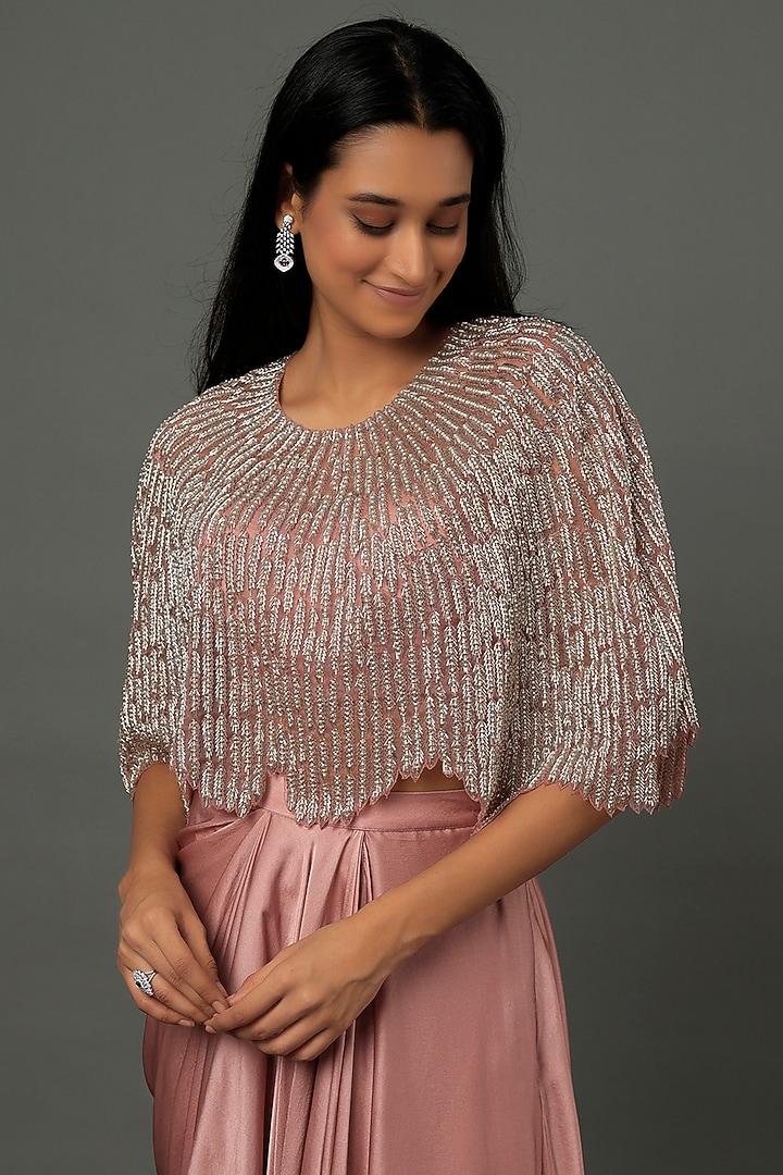 Blush Pink Embroidered Jacket Set by COUTURE BY NIHARIKA at Pernia's Pop Up Shop