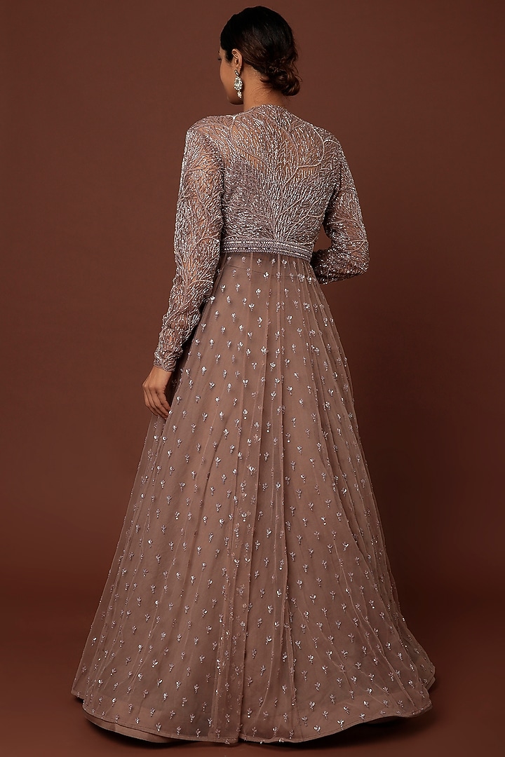 Purple Embroidered Jacket Set by COUTURE BY NIHARIKA at Pernia's Pop Up Shop