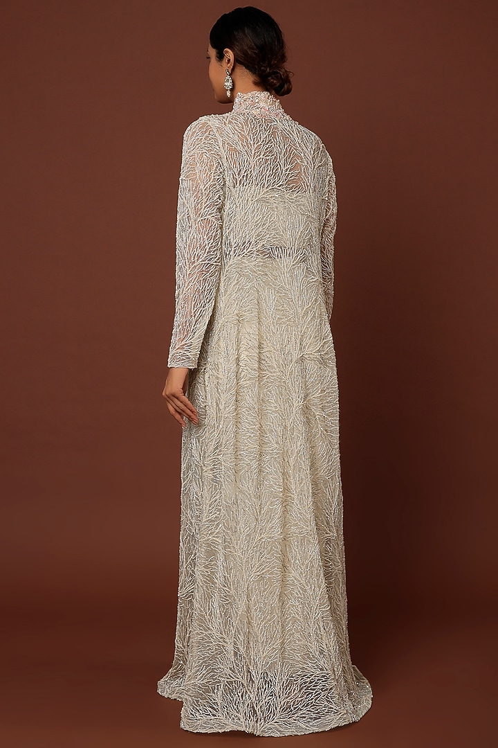 White Embroidered Jacket Set by COUTURE BY NIHARIKA at Pernia's Pop Up Shop