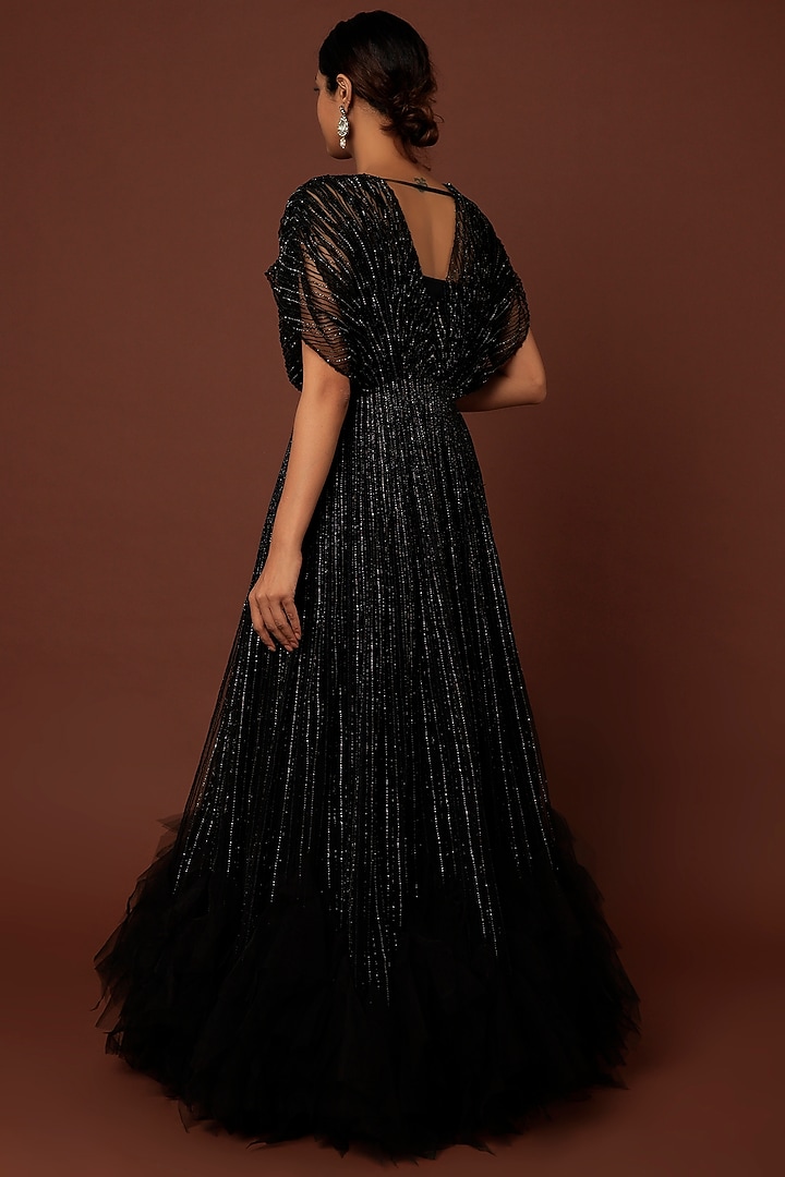 Black Embroidered Jacket Set by COUTURE BY NIHARIKA at Pernia's Pop Up Shop