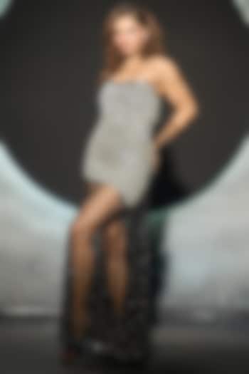 Black Art Organza & Net Hand Embroidered Wedding Gown by COUTURE BY NIHARIKA at Pernia's Pop Up Shop