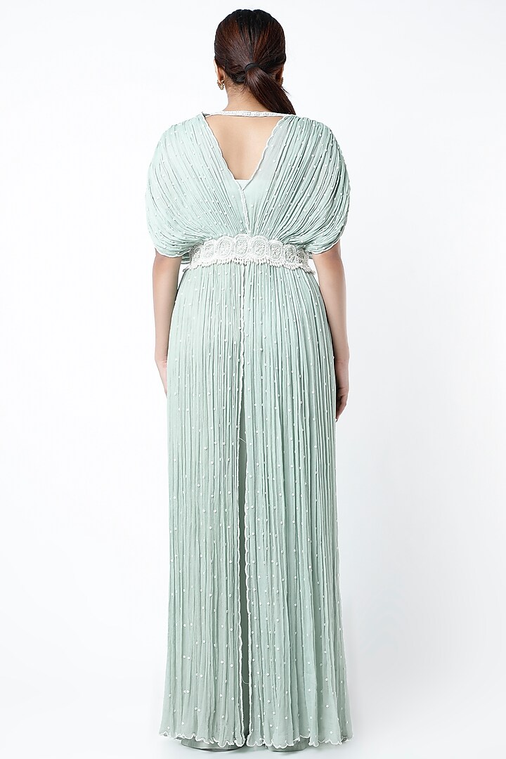 Mint Embroidered Kaftan Set by COUTURE BY NIHARIKA at Pernia's Pop Up Shop