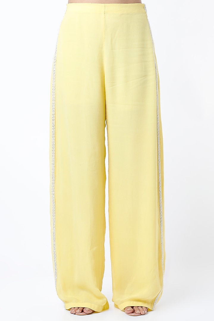 Butter Yellow Embroidered Kaftan Set by COUTURE BY NIHARIKA at Pernia's Pop Up Shop