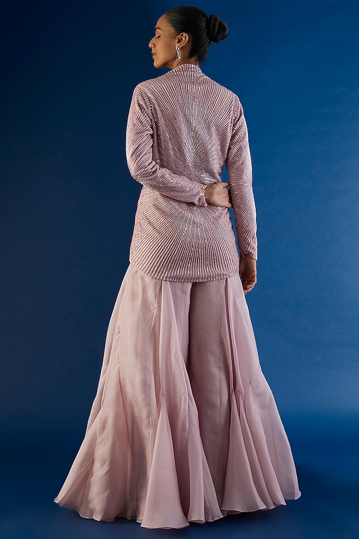 Lilac Embroidered Jacket Set by COUTURE BY NIHARIKA at Pernia's Pop Up Shop