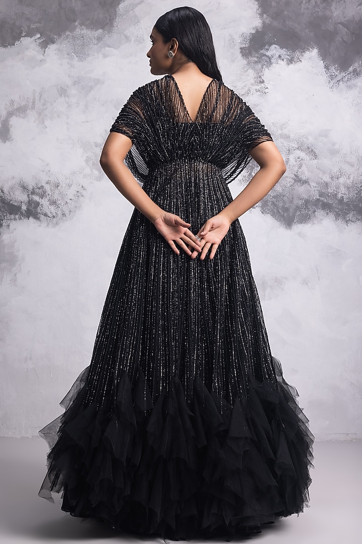 Black Embroidered Jacket Set by COUTURE BY NIHARIKA at Pernia's Pop Up Shop