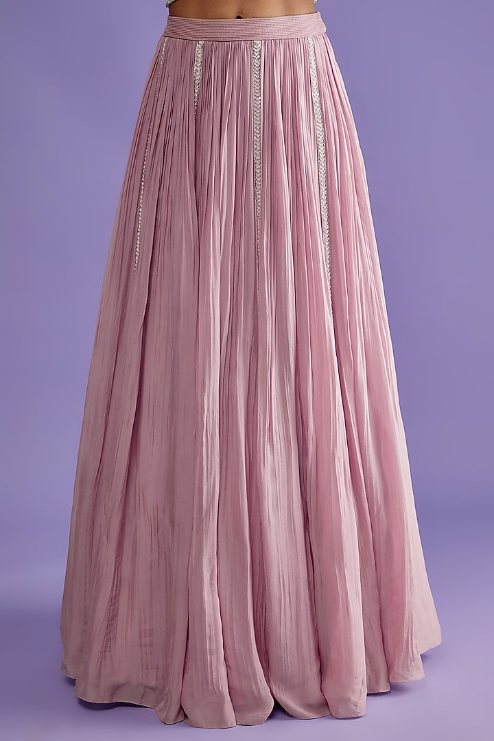 Lilac-Pink Chiffon Wedding Lehenga Set by COUTURE BY NIHARIKA at Pernia's Pop Up Shop