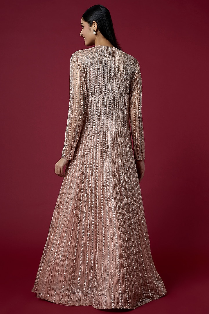 Blush Pink Organza Embroidered Jacket Set by COUTURE BY NIHARIKA at Pernia's Pop Up Shop