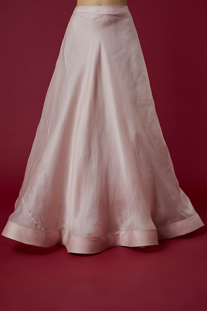 Powder Pink Organza Flared Wedding Lehenga Set by COUTURE BY NIHARIKA at Pernia's Pop Up Shop