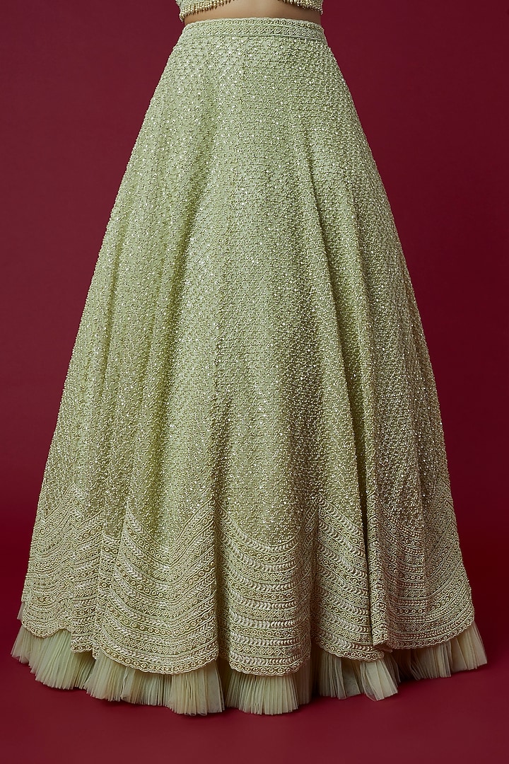 Mint Green Embroidered Bridal Lehenga Set by COUTURE BY NIHARIKA at Pernia's Pop Up Shop