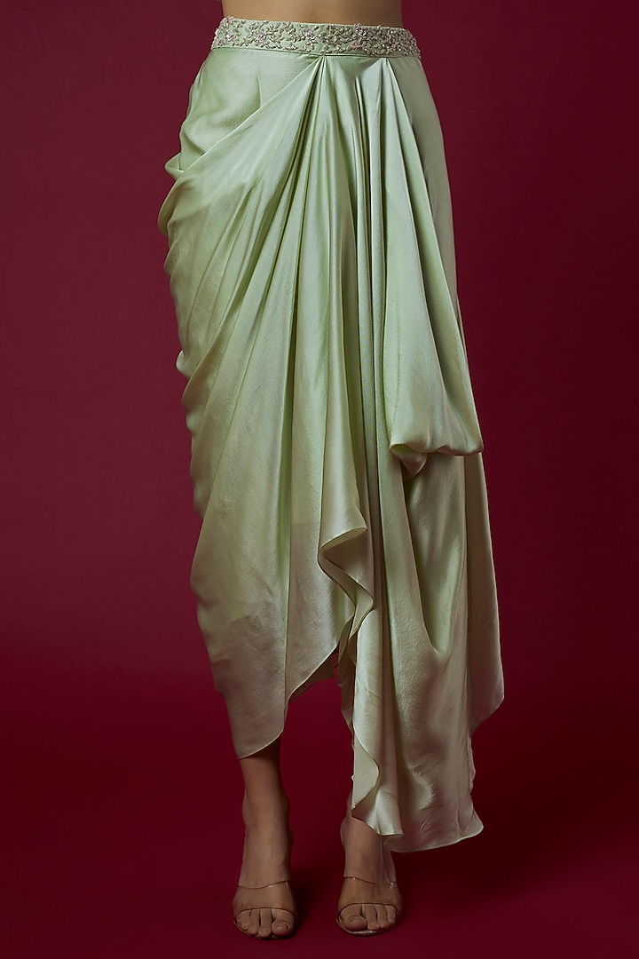 Mint Green Embroidered Kali Jacket Set by COUTURE BY NIHARIKA at Pernia's Pop Up Shop