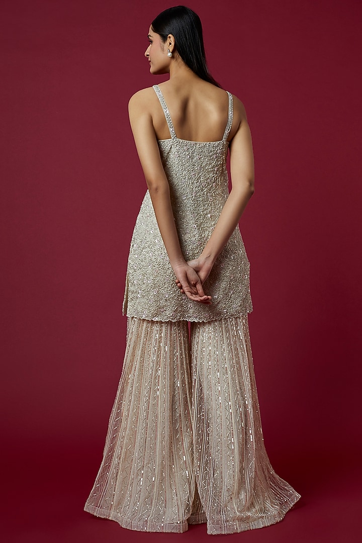 Ivory Embroidered Bridal Sharara Set by COUTURE BY NIHARIKA at Pernia's Pop Up Shop