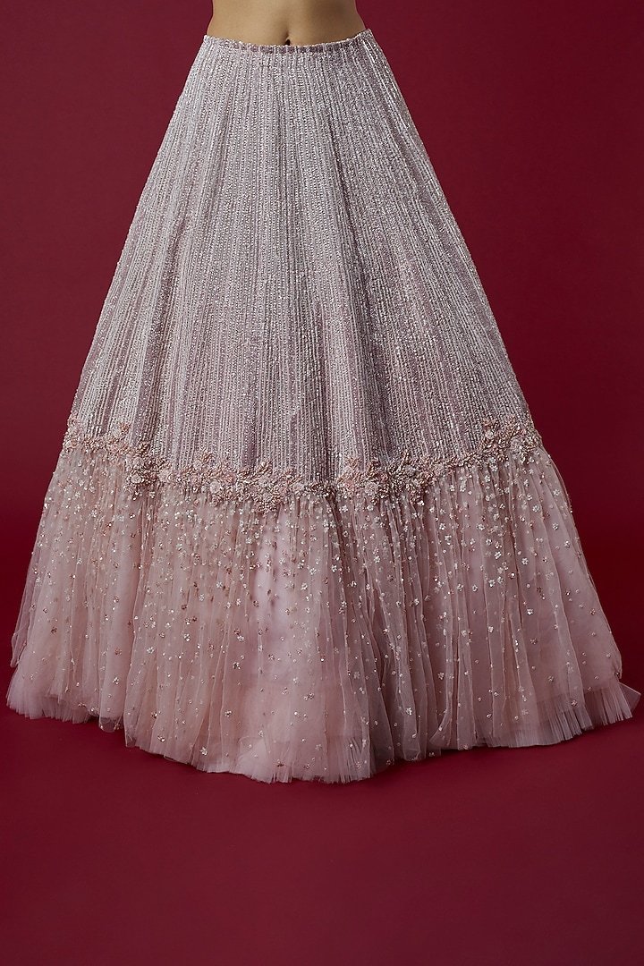 Lilac Pink Embroidered Bridal Lehenga Set by COUTURE BY NIHARIKA at Pernia's Pop Up Shop