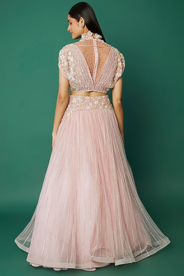 Lilac Pink Embroidered Wedding Lehenga Set by COUTURE BY NIHARIKA at Pernia's Pop Up Shop