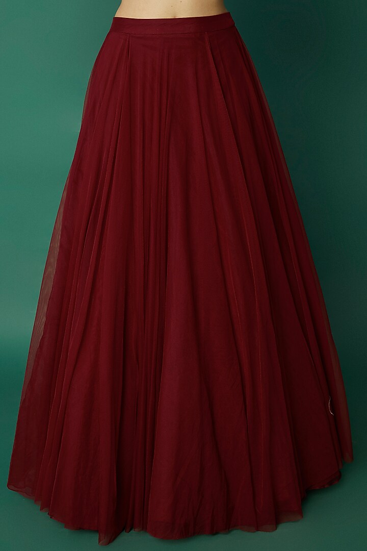 Red Embroidered Jacket Wedding Lehenga Set by COUTURE BY NIHARIKA at Pernia's Pop Up Shop