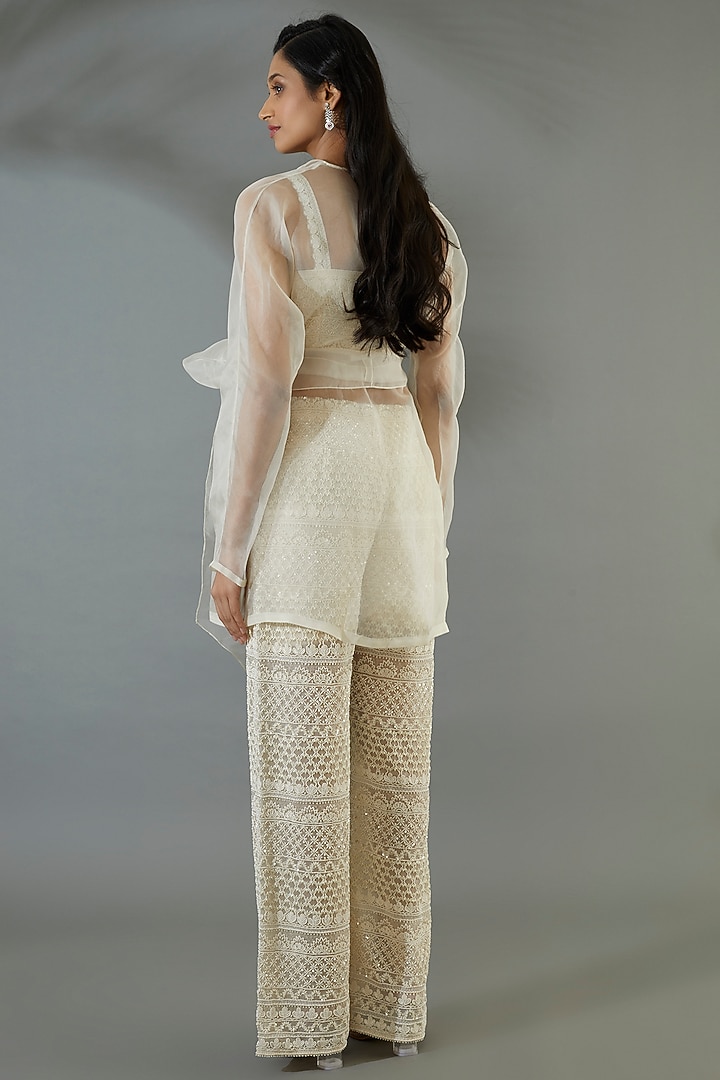 Ivory Embroidered Jacket Set by COUTURE BY NIHARIKA at Pernia's Pop Up Shop