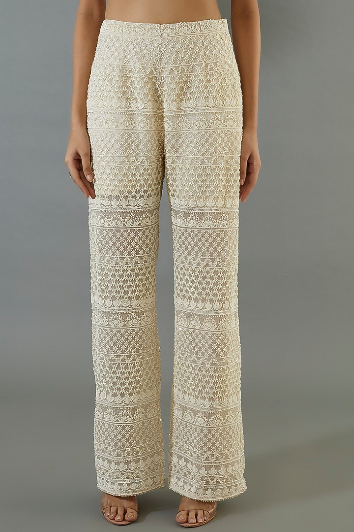 Ivory Embroidered Jacket Set by COUTURE BY NIHARIKA at Pernia's Pop Up Shop