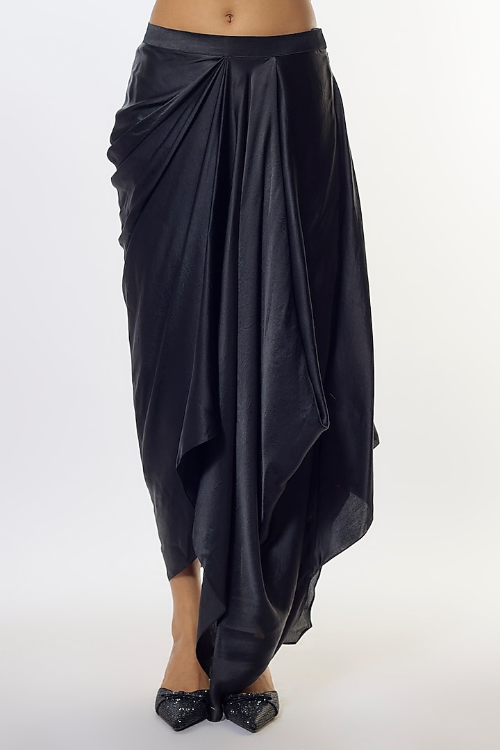 Black Organza Draped Skirt Set by COUTURE BY NIHARIKA at Pernia's Pop Up Shop