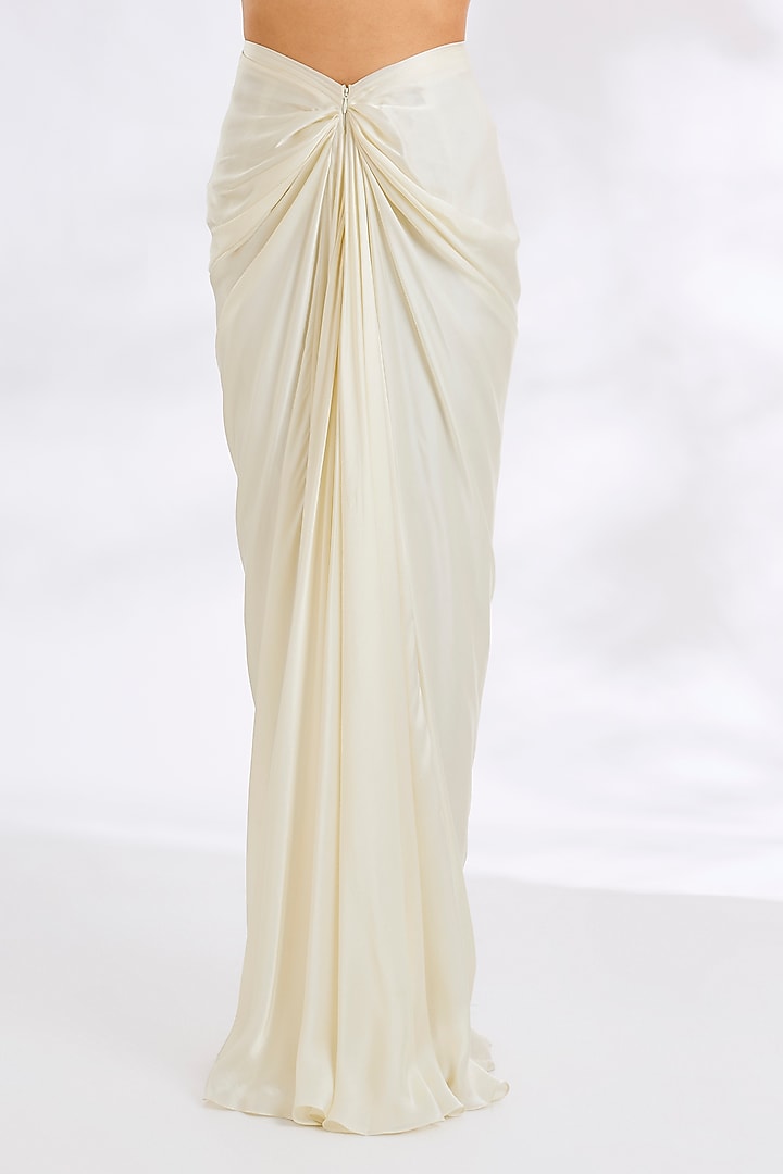 Ivory Pure Satin Embroidered Skirt Set by COUTURE BY NIHARIKA at Pernia's Pop Up Shop