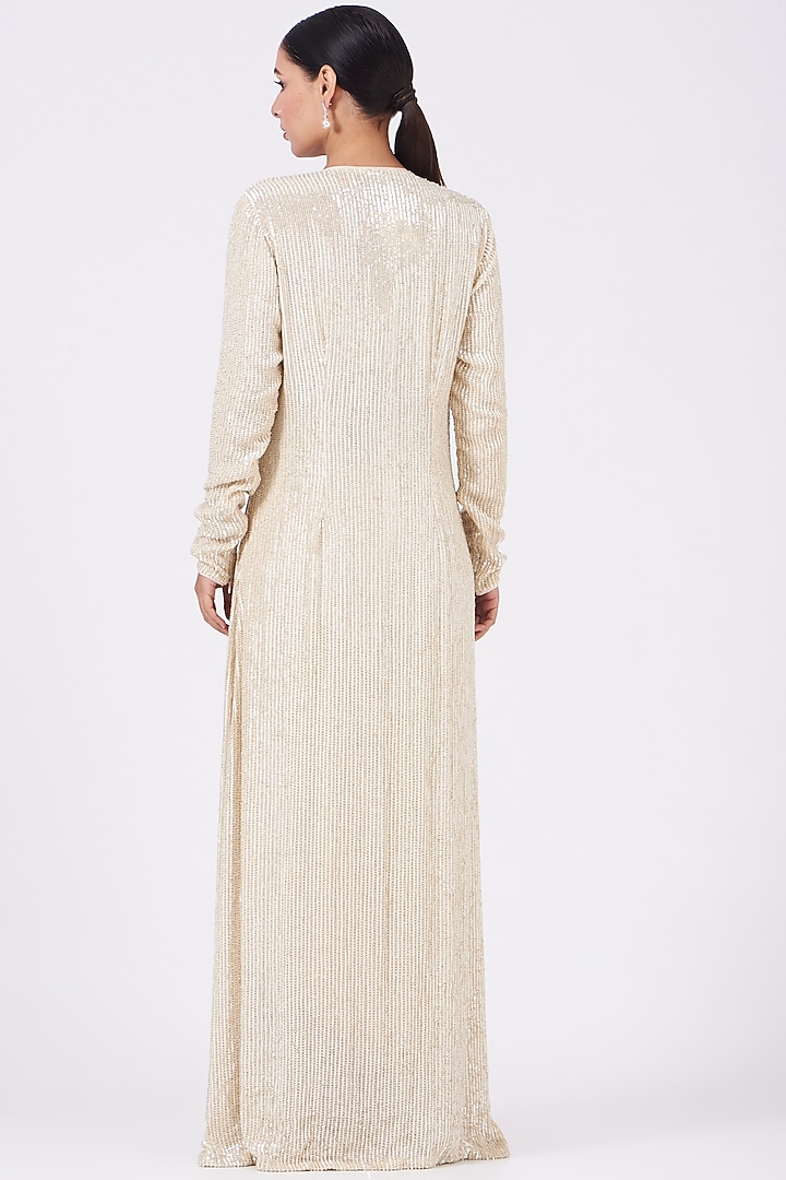 Light Beige Embroidered Jacket Set by COUTURE BY NIHARIKA at Pernia's Pop Up Shop
