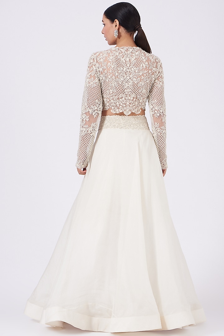 White Embroidered Skirt Set by COUTURE BY NIHARIKA at Pernia's Pop Up Shop